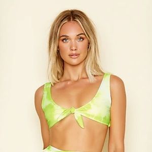 Dippin Daisys Green Tie Die Bikini Top